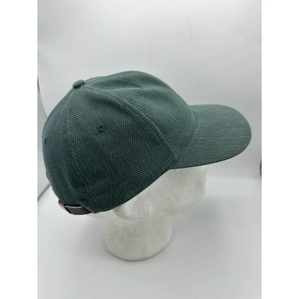 Vintage HeadShot KC Caps Green Herringbone Strapback Hat Blank NOS Cap